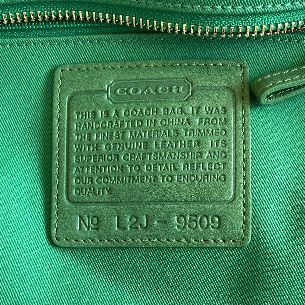 Coach Light Blue and Navy Leather Shoulder Tote with Tan Handles